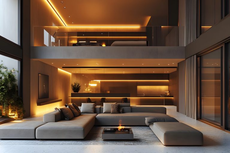 A technical blueprint and 3D interior rendering illustrating a modern architectural lighting plan residential layout with concealed LED fixtures.